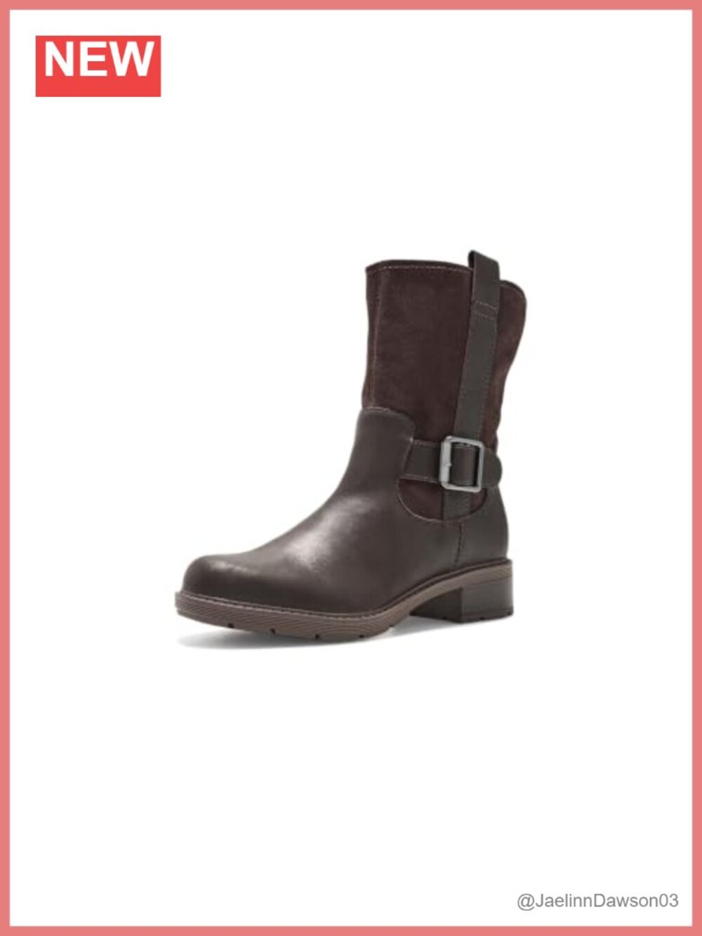 Mid-Calf Leather Boot with Comfort Foam Footbed & Buckle Strap